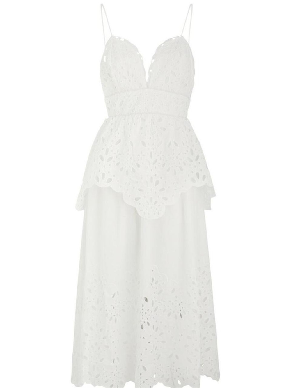 FARM Rio White Eyelet Strapless Maxi Dress